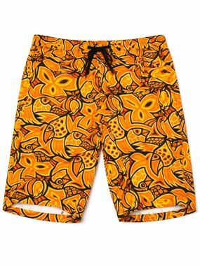 Orange Tropical Fish Floral Board Shorts Size 35